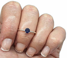 Load image into Gallery viewer, Blue Sapphire ring, Sterling Silver, Round Shaped, Australian Sapphire, September Birthstone - GemzAustralia 