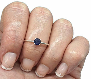 Blue Sapphire ring, Sterling Silver, Round Shaped, Australian Sapphire, September Birthstone - GemzAustralia 