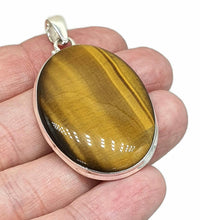 Load image into Gallery viewer, Tiger&#39;s Eye Pendant, Sterling Silver, Oval Shaped, Kundalini Awakening - GemzAustralia 