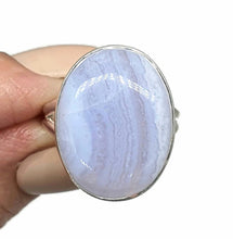Load image into Gallery viewer, Blue Lace Agate Ring, Size 8, Sterling Silver, Oval Shaped - GemzAustralia 