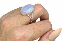 Load image into Gallery viewer, Blue Lace Agate Ring, Size 8, Sterling Silver, Oval Shaped - GemzAustralia 