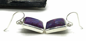 Mojave Turquoise Earrings, Sterling Silver, Rectangle Shaped, Purple Turquoise Earrings - GemzAustralia 