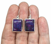 Load image into Gallery viewer, Mojave Turquoise Earrings, Sterling Silver, Rectangle Shaped, Purple Turquoise Earrings - GemzAustralia 