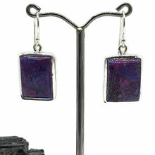 Load image into Gallery viewer, Mojave Turquoise Earrings, Sterling Silver, Rectangle Shaped, Purple Turquoise Earrings - GemzAustralia 