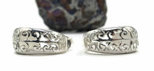 Load image into Gallery viewer, Three Quarter Hoop Earrings, Sterling Silver, Filigree Design, Silver Hoops - GemzAustralia 