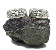 Load image into Gallery viewer, Three Quarter Hoop Earrings, Sterling Silver, Filigree Design, Silver Hoops - GemzAustralia 