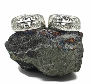 Three Quarter Hoop Earrings, Sterling Silver, Filigree Design, Silver Hoops - GemzAustralia 