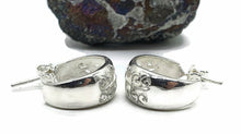 Load image into Gallery viewer, Three Quarter Hoop Earrings, Sterling Silver, Filigree Design, Silver Hoops - GemzAustralia 