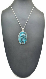 Shattuckite Pendant, Sterling Silver, mix of Azurite, Chrysocolla & Malachite - GemzAustralia 