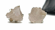 Load image into Gallery viewer, Rose Quartz Studs, Sterling Silver, Rose Buds, Rough / Raw gemstone, Romance Stone - GemzAustralia 