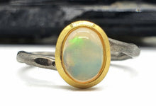 Load image into Gallery viewer, Ethiopian Opal Ring, Size 8, Sterling Silver, 14K Rose Gold Electroplated - GemzAustralia 