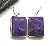 Load image into Gallery viewer, Mojave Turquoise Earrings, Sterling Silver, Rectangle Shaped, Purple Turquoise Earrings - GemzAustralia 