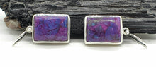 Load image into Gallery viewer, Mojave Turquoise Earrings, Sterling Silver, Rectangle Shaped, Purple Turquoise Earrings - GemzAustralia 