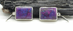 Mojave Turquoise Earrings, Sterling Silver, Rectangle Shaped, Purple Turquoise Earrings - GemzAustralia 