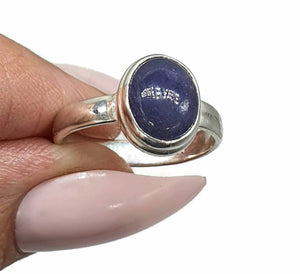 Tanzanite Ring, size 7.25, Sterling Silver, Cabochon Tanzanite, Oval Gemstone - GemzAustralia 