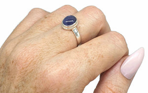 Tanzanite Ring, size 7.25, Sterling Silver, Cabochon Tanzanite, Oval Gemstone - GemzAustralia 