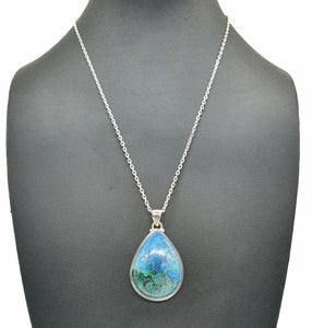 Shattuckite Pendant, Sterling Silver, mix of Azurite, Chrysocolla & Malachite Gemstones - GemzAustralia 