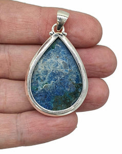 Shattuckite Pendant, Sterling Silver, mix of Azurite, Chrysocolla & Malachite Gemstones - GemzAustralia 