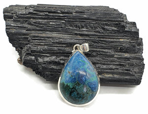 Shattuckite Pendant, Sterling Silver, mix of Azurite, Chrysocolla & Malachite Gemstones - GemzAustralia 