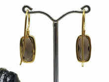 Load image into Gallery viewer, Smoky Quartz Earrings, Sterling Silver, 18K Gold Plated, Rectangle Shape - GemzAustralia 