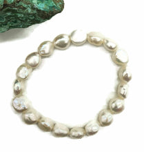 Load image into Gallery viewer, Baroque Pearl Bracelet, Freshwater Pearls, Elasticised, Creamy White Pearls - GemzAustralia 