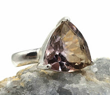 Load image into Gallery viewer, Ametrine Ring, Size 5, Sterling Silver, Trillion Shaped, Mixture of Amethyst &amp; Citrine - GemzAustralia 