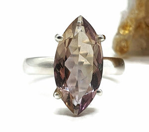 Ametrine Ring, Size 9, Sterling Silver, Marquise Faceted - GemzAustralia 