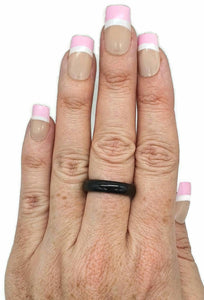 Canadian Jade Ring, Size 8.75, Black Jade, British Columbia Nephrite Jade - GemzAustralia 