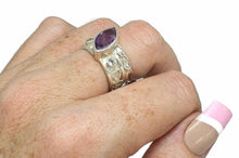 Load image into Gallery viewer, Amethyst &amp; Blue Topaz Ring, Size 8.5, Wide band, Sterling Silver, Marquise Shape - GemzAustralia 