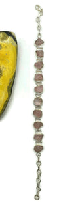 Raw Rose Quartz Bracelet, Sterling Silver, Natural Shaped, Rough Rose Quartz - GemzAustralia 