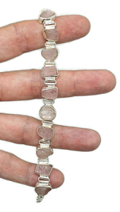 Raw Rose Quartz Bracelet, Sterling Silver, Natural Shaped, Rough Rose Quartz - GemzAustralia 