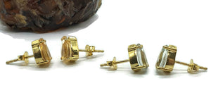 Citrine or Prasiolite Studs, Pear Shaped, Sterling Silver, 18K Gold Electroplated - GemzAustralia 