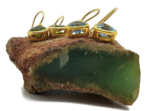 Peridot or Blue Topaz Earrings, Sterling Silver, 18K gold electroplated, August & December Birthstones - GemzAustralia 