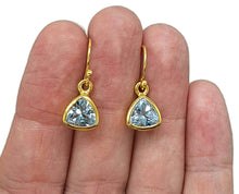 Load image into Gallery viewer, Peridot or Blue Topaz Earrings, Sterling Silver, 18K gold electroplated, August &amp; December Birthstones - GemzAustralia 