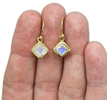 Load image into Gallery viewer, Amethyst or Rainbow Moonstone Earrings, Sterling Silver, 18K gold plated - GemzAustralia 