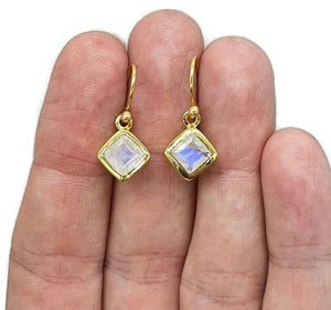 Amethyst or Rainbow Moonstone Earrings, Sterling Silver, 18K gold plated - GemzAustralia 