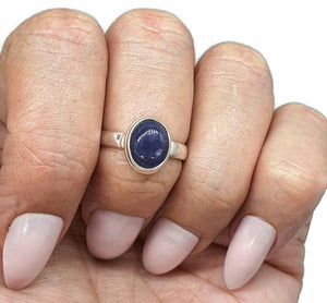 Tanzanite Ring, size 7.25, Sterling Silver, Cabochon Tanzanite, Oval Gemstone - GemzAustralia 