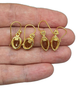 Citrine Earrings, Marquise or oval Shaped, Sterling Silver, 18K Gold Electroplated - GemzAustralia 