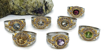 Load image into Gallery viewer, Garnet Ring, 4 sizes, Sterling Silver, Two Tone, Gold and Silver, Halo Ring - GemzAustralia 