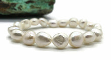 Load image into Gallery viewer, Baroque Pearl Bracelet, Freshwater Pearls, Elasticised, Creamy White Pearls - GemzAustralia 