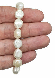 Baroque Pearl Bracelet, Freshwater Pearls, Elasticised, Creamy White Pearls - GemzAustralia 