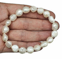 Load image into Gallery viewer, Baroque Pearl Bracelet, Freshwater Pearls, Elasticised, Creamy White Pearls - GemzAustralia 