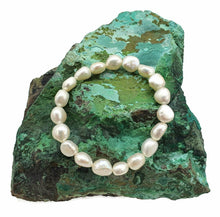 Load image into Gallery viewer, Baroque Pearl Bracelet, Freshwater Pearls, Elasticised, Creamy White Pearls - GemzAustralia 