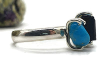 Load image into Gallery viewer, Rough Blue Turquoise &amp; Black Tourmaline Ring, Size 8, Sterling Silver - GemzAustralia 