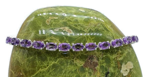 Amethyst Tennis Bracelet, Sterling Silver, Oval Shaped, February Birthstone - GemzAustralia 