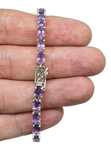 Amethyst Tennis Bracelet, Sterling Silver, Oval Shaped, February Birthstone - GemzAustralia 