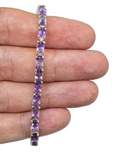 Load image into Gallery viewer, Amethyst Tennis Bracelet, Sterling Silver, Oval Shaped, February Birthstone - GemzAustralia 