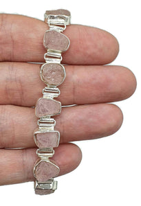 Raw Rose Quartz Bracelet, Sterling Silver, Natural Shaped, Rough Rose Quartz - GemzAustralia 