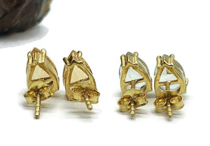 Citrine or Prasiolite Studs, Pear Shaped, Sterling Silver, 18K Gold Electroplated - GemzAustralia 