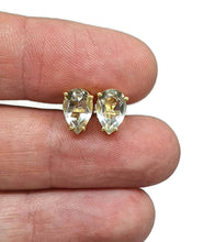 Load image into Gallery viewer, Citrine or Prasiolite Studs, Pear Shaped, Sterling Silver, 18K Gold Electroplated - GemzAustralia 